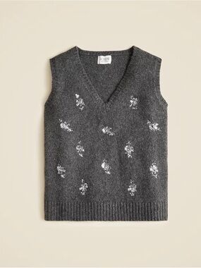 J. Crew Embellished high V-neck sweater-vest
